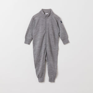 Merino Kids Grey Thermal All-In-One from the Polarn O. Pyret outerwear collection. Made using ethically sourced materials.