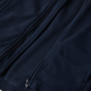 Navy Waterproof Kids Fleece Jacket from the Polarn O. Pyret outerwear collection. Ethically produced kids outerwear.