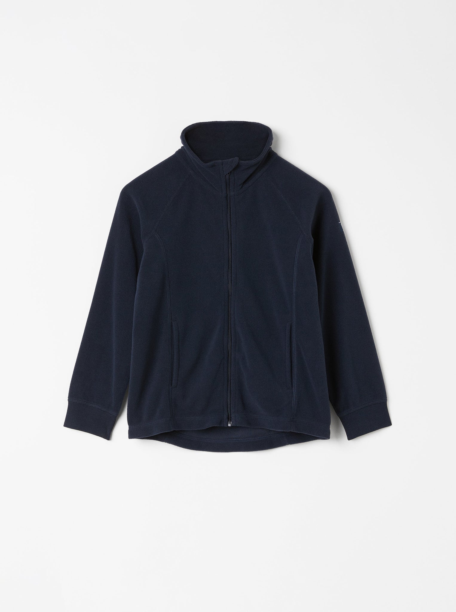 Navy Waterproof Kids Fleece Jacket from the Polarn O. Pyret outerwear collection. Ethically produced kids outerwear.