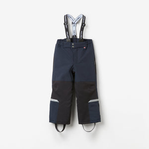 Kids Navy Padded Waterproof Trousers from the Polarn O. Pyret outerwear collection. Ethically produced kids outerwear.