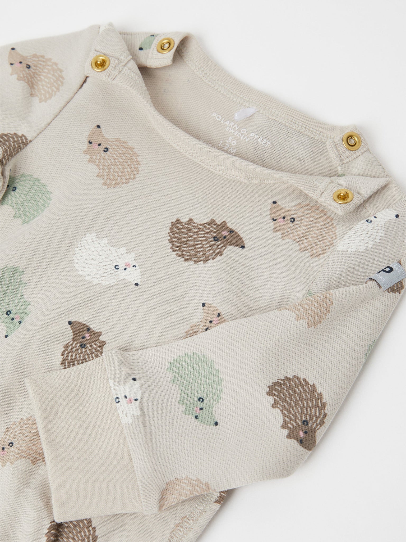 Hedgehog Print Organic Cotton Babygrow from the Polarn O. Pyret baby collection. The best ethical baby clothes