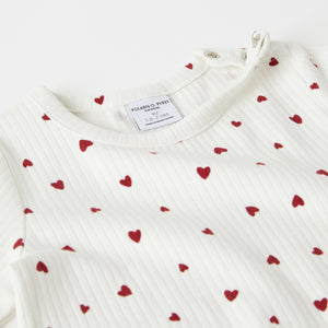 Ribbed Heart Print Kids Top from the Polarn O. Pyret kidswear collection. Ethically produced kids clothing.