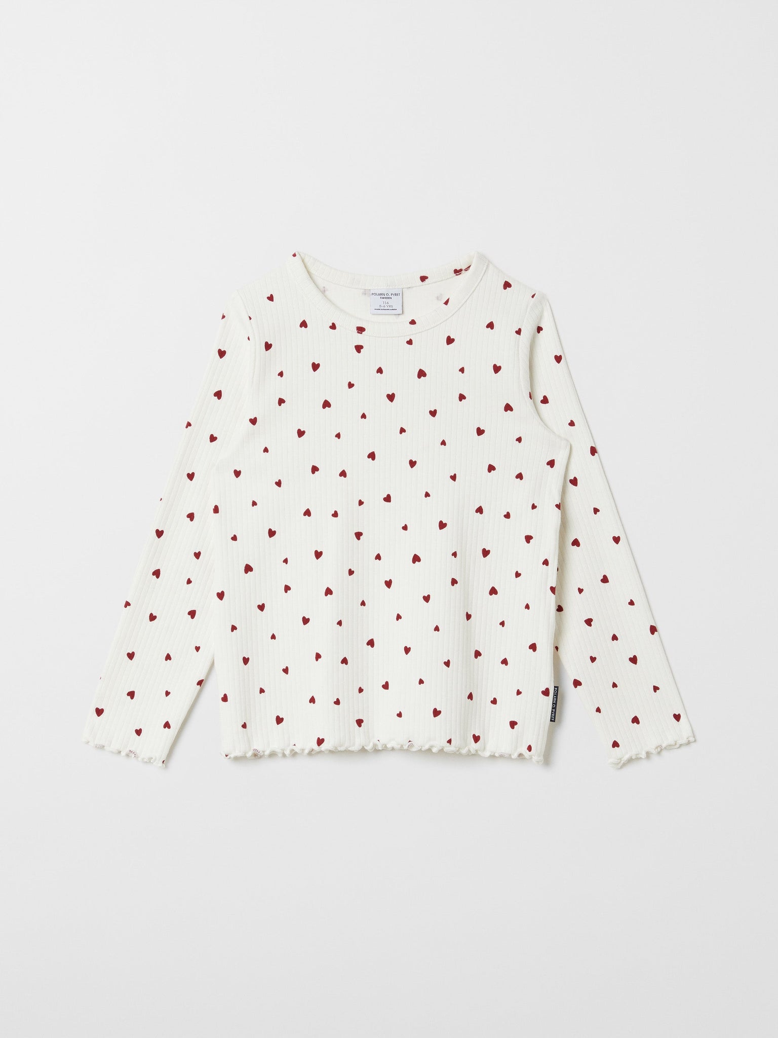 Ribbed Heart Print Kids Top from the Polarn O. Pyret kidswear collection. Ethically produced kids clothing.