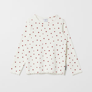 Ribbed Heart Print Kids Top from the Polarn O. Pyret kidswear collection. Ethically produced kids clothing.