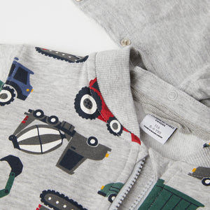 Vehicle Print  Cotton Kids Hoodie from the Polarn O. Pyret kidswear collection. Nordic kids clothes made from sustainable sources.