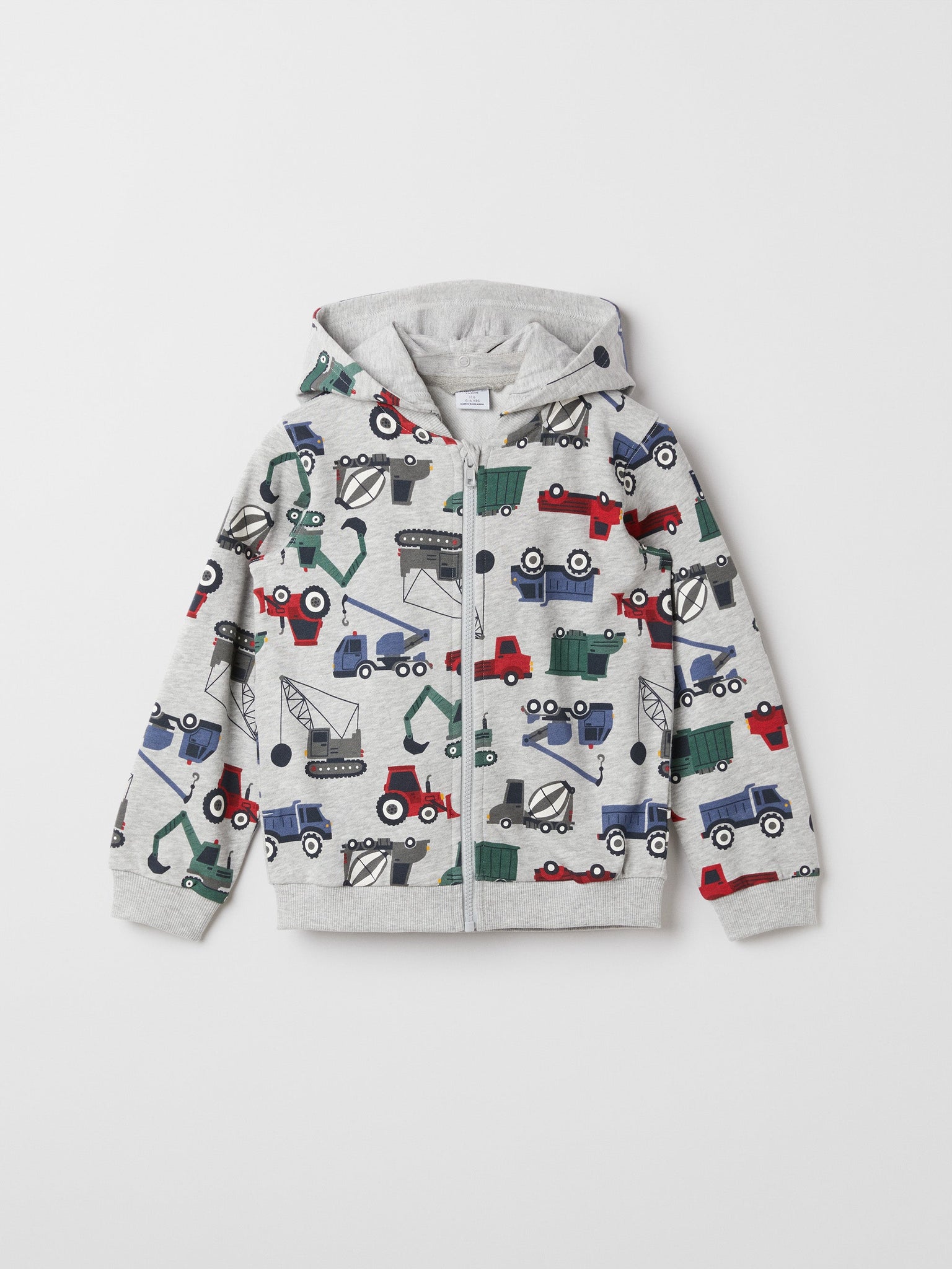 Vehicle Print  Cotton Kids Hoodie from the Polarn O. Pyret kidswear collection. Nordic kids clothes made from sustainable sources.