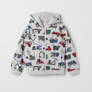 Vehicle Print  Cotton Kids Hoodie from the Polarn O. Pyret kidswear collection. Nordic kids clothes made from sustainable sources.