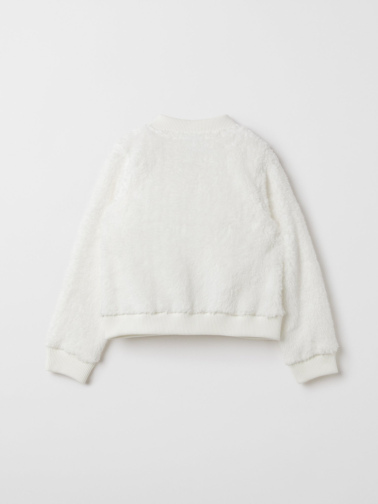 White Teddy Fleece Kids Jacket from the Polarn O. Pyret kidswear collection. Clothes made using sustainably sourced materials.