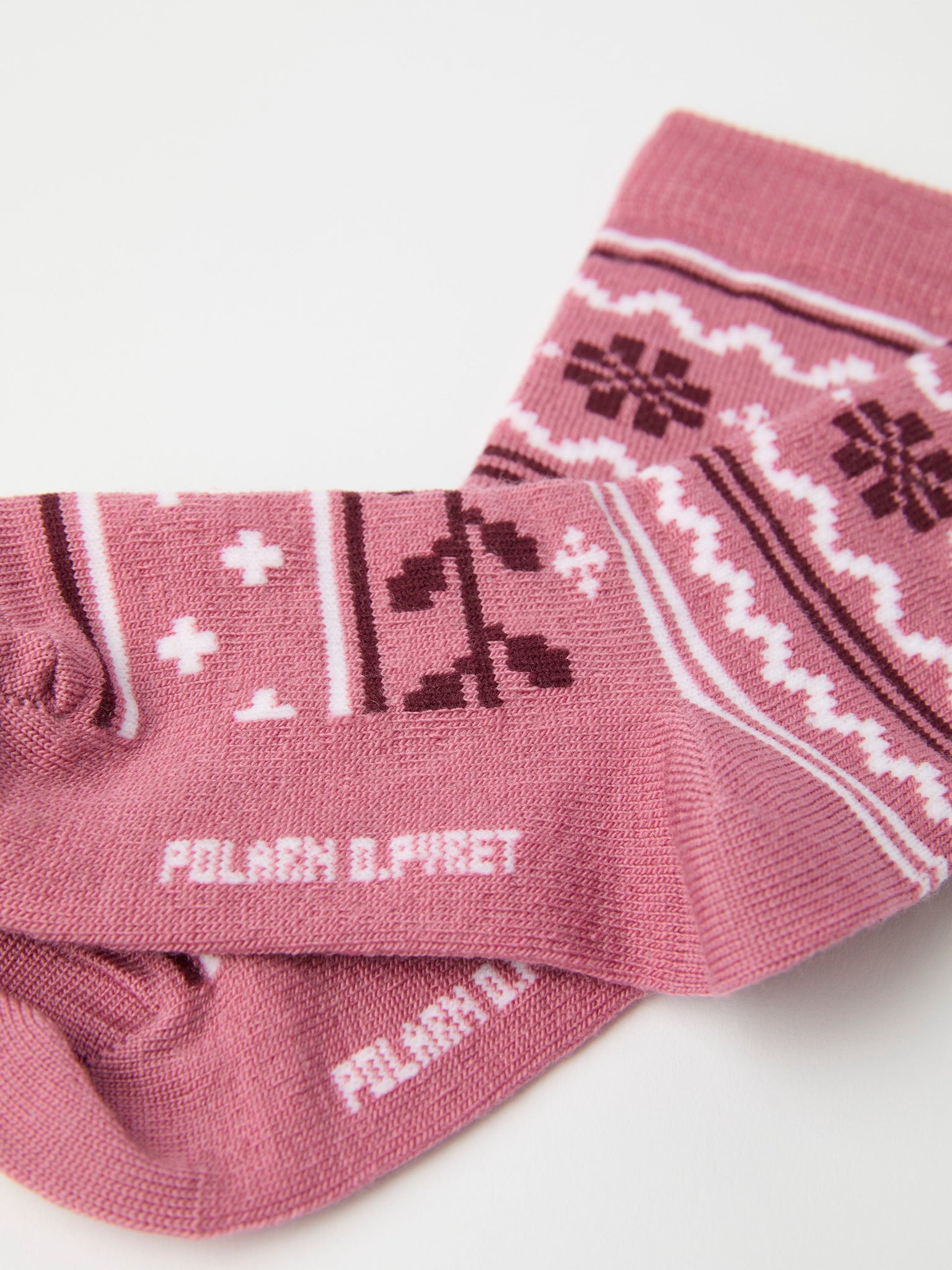 Pink Fairisle Merino Kids Socks from Polarn O. Pyret kidswear. Ethically produced kids clothing.