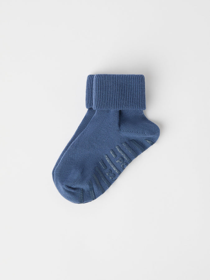 Blue Merino Antislip Kids Socks from Polarn O. Pyret kidswear. Clothes made using sustainably sourced materials.