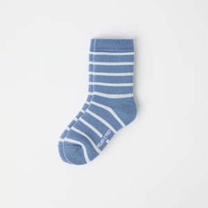 Blue Terry Merino Kids Socks from Polarn O. Pyret kidswear. Nordic kids clothes made from sustainable sources.