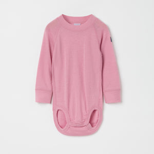 Pink Thermal Merino Wool Babygrow from the Polarn O. Pyret kidswear collection. The best ethical kids outerwear.