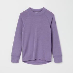 Purple Thermal Merino Kids Top from the Polarn O. Pyret kidswear collection. The best ethical kids outerwear.