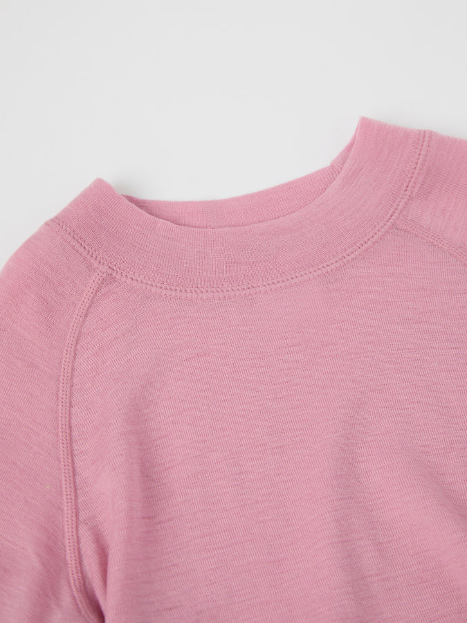 Pink Thermal Merino Kids Top from the Polarn O. Pyret kidswear collection. Quality kids clothing made to last.