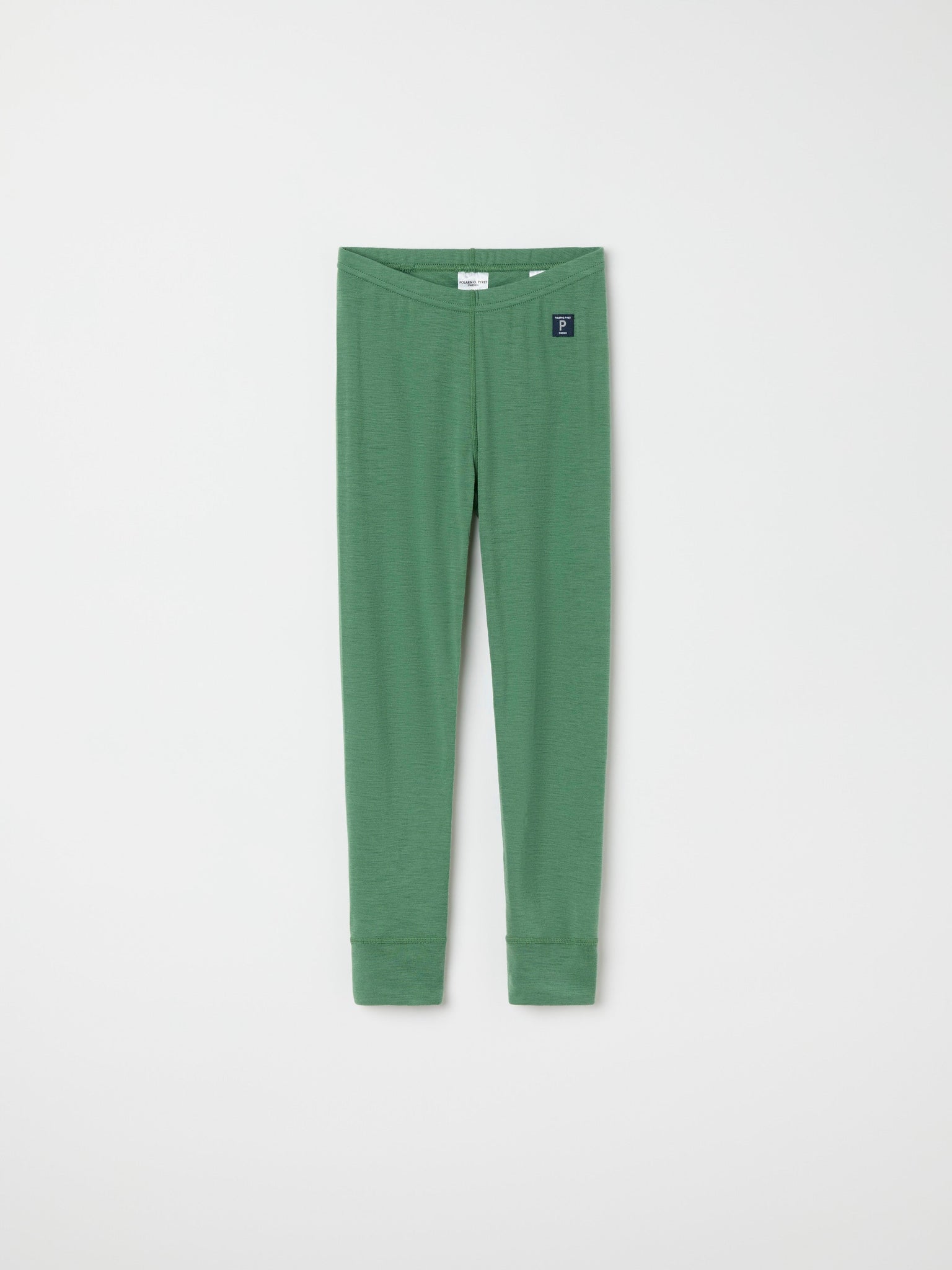 Green Thermal Merino Kids Leggings from the Polarn O. Pyret kidswear collection. Quality kids clothing made to last.