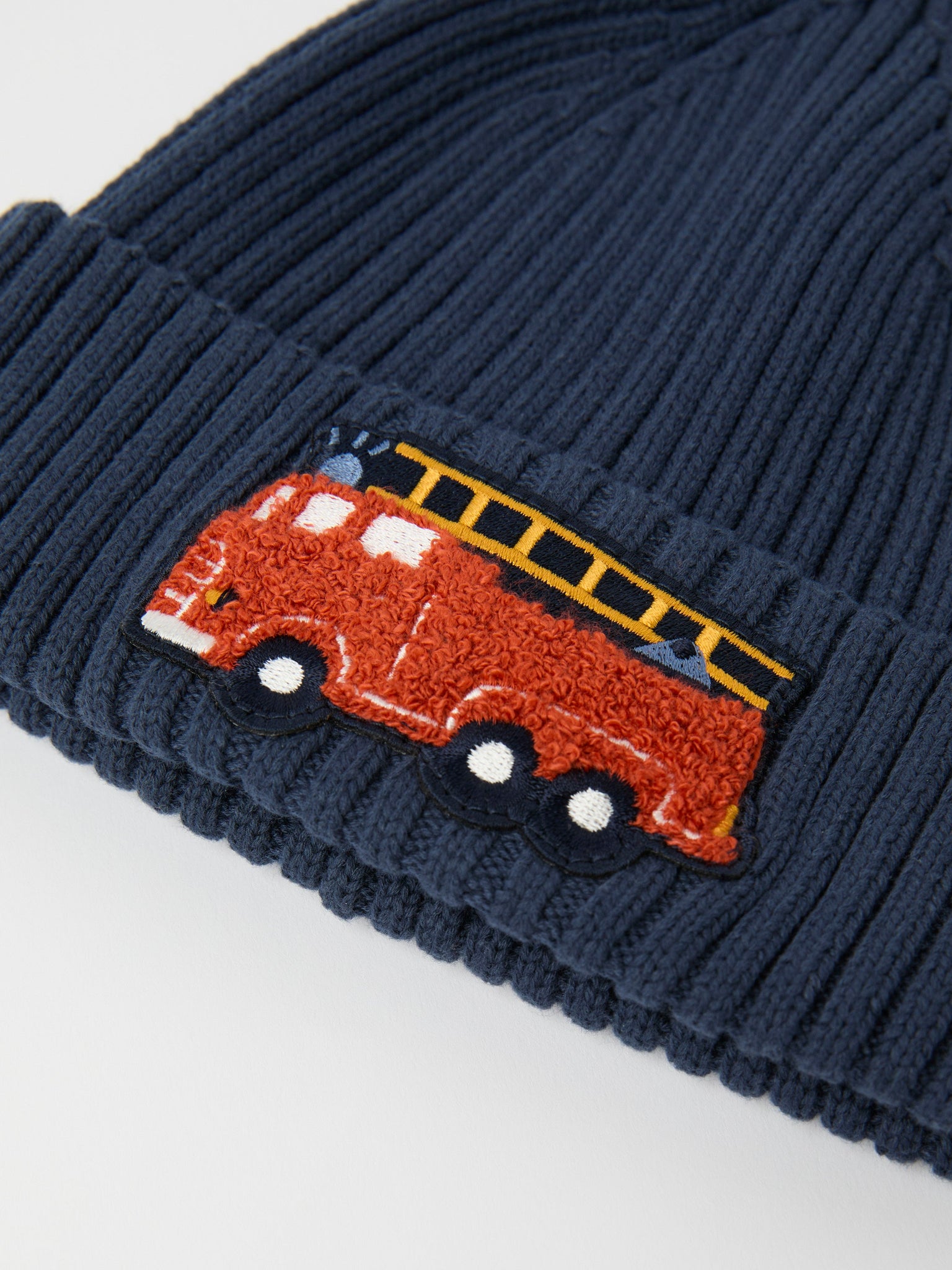 Fire Engine Applique Rib Knit Kids Hat from the Polarn O. Pyret kidswear collection. Quality kids clothing made to last.