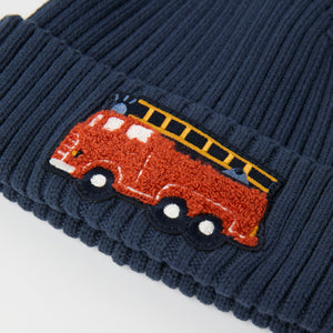 Fire Engine Applique Rib Knit Kids Hat from the Polarn O. Pyret kidswear collection. Quality kids clothing made to last.