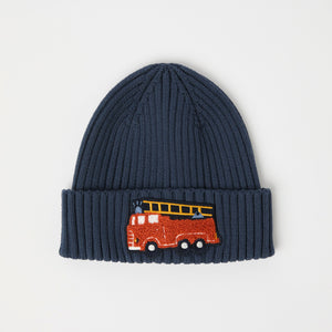 Fire Engine Applique Rib Knit Kids Hat from the Polarn O. Pyret kidswear collection. Quality kids clothing made to last.