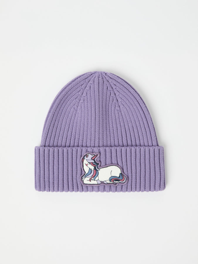 Unicorn Applique Rib Knit Kids Hat from the Polarn O. Pyret kidswear collection. The best ethical kids outerwear.