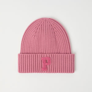 Pink Rib Knit Kids Hat from the Polarn O. Pyret kidswear collection. Ethically produced kids outerwear.