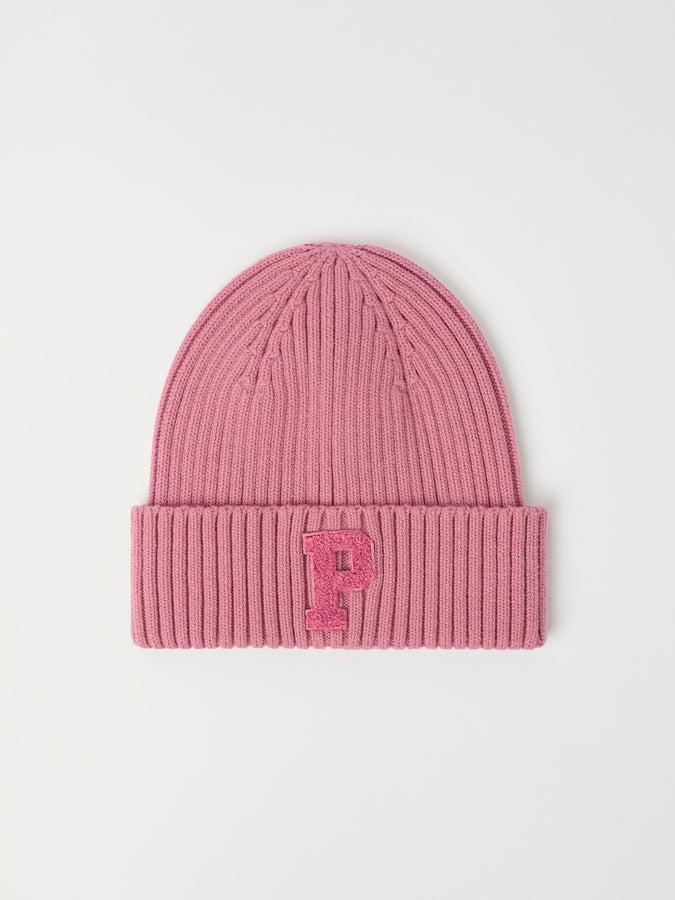 Pink Rib Knit Kids Hat from the Polarn O. Pyret kidswear collection. Ethically produced kids outerwear.