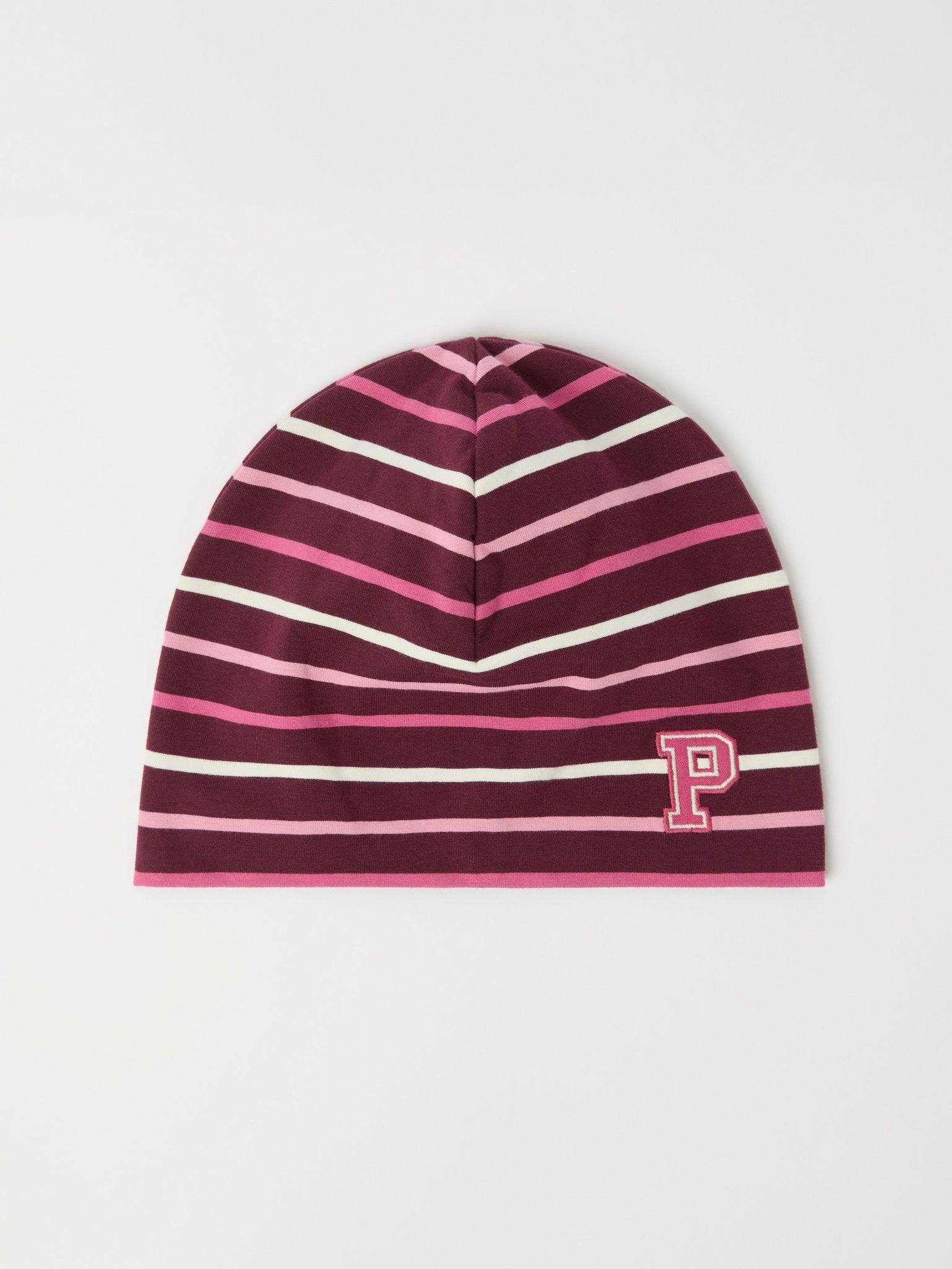 Burgundy Striped Kids Beanie Hat from the Polarn O. Pyret kidswear collection. Made using ethically sourced materials.