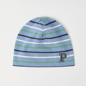 Blue Striped Kids Beanie Hat from the Polarn O. Pyret kidswear collection. Quality kids clothing made to last.