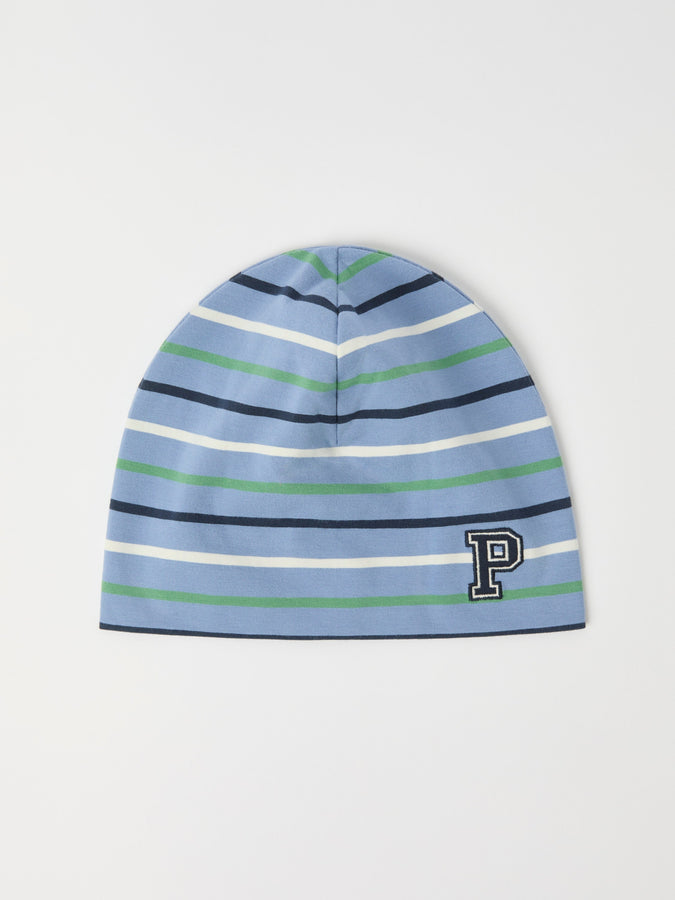 Blue Striped Kids Beanie Hat from the Polarn O. Pyret kidswear collection. Quality kids clothing made to last.