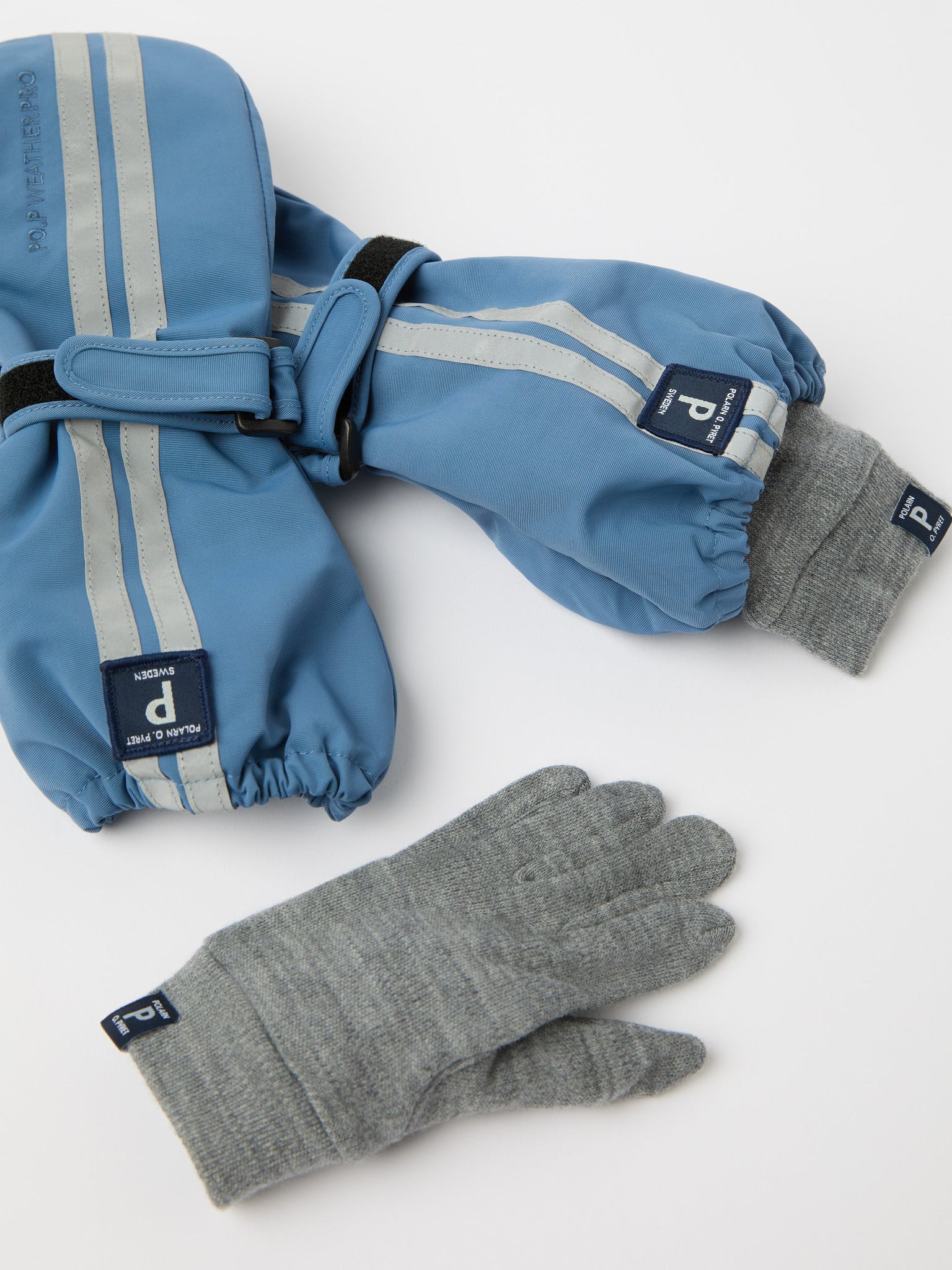 Blue Waterproof Shell Kids Mitten from the Polarn O. Pyret kidswear collection. Made using ethically sourced materials.