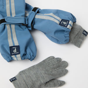 Blue Waterproof Shell Kids Mitten from the Polarn O. Pyret kidswear collection. Made using ethically sourced materials.