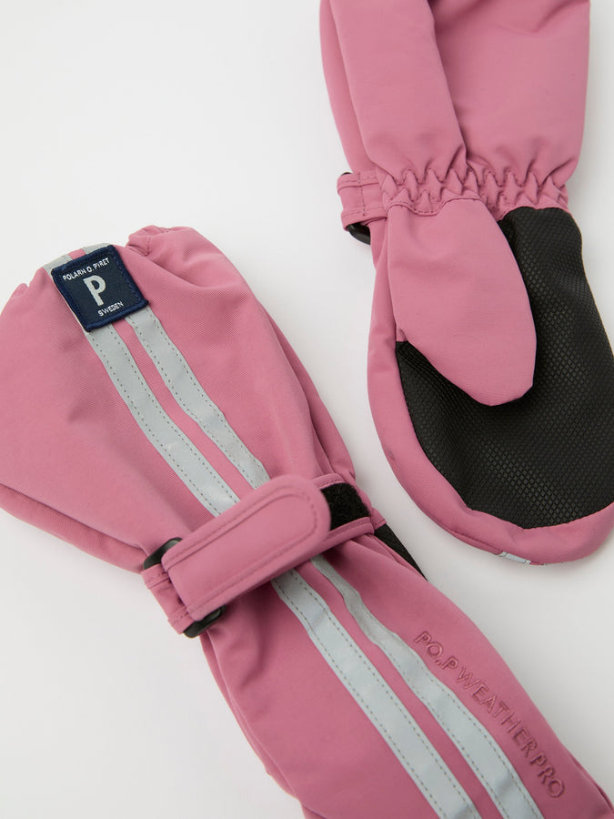 Pink Waterproof Shell Kids Mitten from the Polarn O. Pyret kidswear collection. Quality kids clothing made to last.