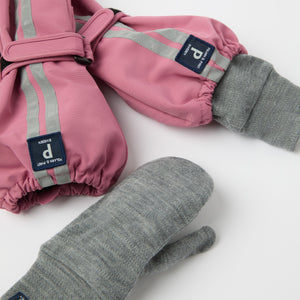 Pink Waterproof Shell Kids Mitten from the Polarn O. Pyret kidswear collection. Quality kids clothing made to last.