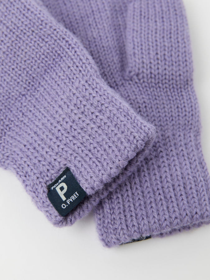 Purple Wool Kids Mittens from the Polarn O. Pyret kidswear collection. Ethically produced kids outerwear.