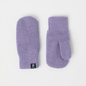 Purple Wool Kids Mittens from the Polarn O. Pyret kidswear collection. Ethically produced kids outerwear.