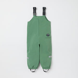 Green Waterproof Kids Shell Dungarees from the Polarn O. Pyret kidswear collection. The best ethical kids outerwear.