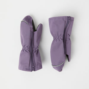 Purple Waterproof Shell Kids Mittens from the Polarn O. Pyret kidswear collection. The best ethical kids outerwear.