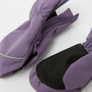 Purple Waterproof Shell Kids Mittens from the Polarn O. Pyret kidswear collection. The best ethical kids outerwear.