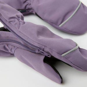 Purple Waterproof Shell Kids Mittens from the Polarn O. Pyret kidswear collection. The best ethical kids outerwear.