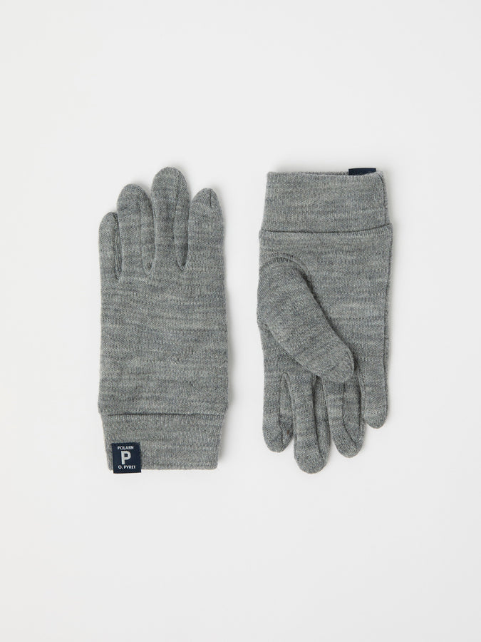 Grey Kids Wool Glove Liner from the Polarn O. Pyret kidswear collection. Ethically produced kids outerwear.