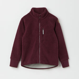 Burgundy Kids Sherpa Fleece Jacket from the Polarn O. Pyret kidswear collection. Ethically produced kids outerwear.