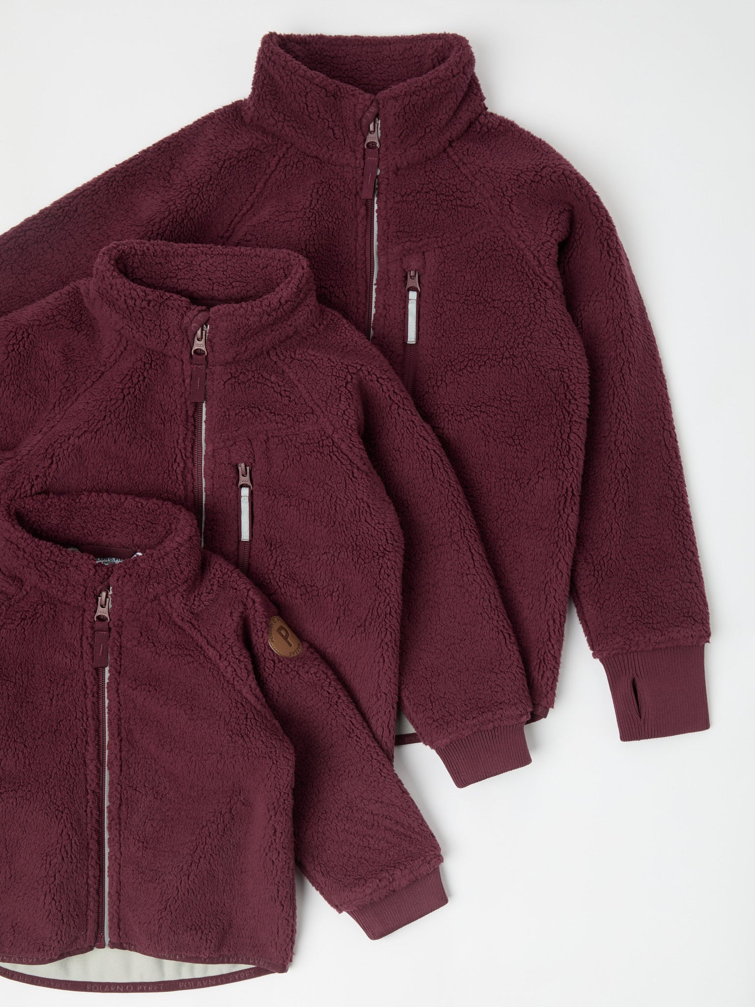 Burgundy Kids Sherpa Fleece Jacket from the Polarn O. Pyret kidswear collection. Ethically produced kids outerwear.