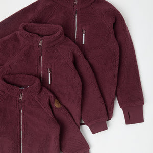 Burgundy Kids Sherpa Fleece Jacket from the Polarn O. Pyret kidswear collection. Ethically produced kids outerwear.