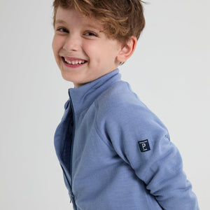 Blue Thermal Terry Merino Kids Zip Top from the Polarn O. Pyret kidswear collection. Quality kids clothing made to last.