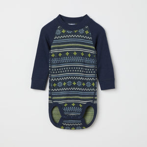 Blue Fairile Merino Wool Babygrow from the Polarn O. Pyret kidswear collection. Made using ethically sourced materials.