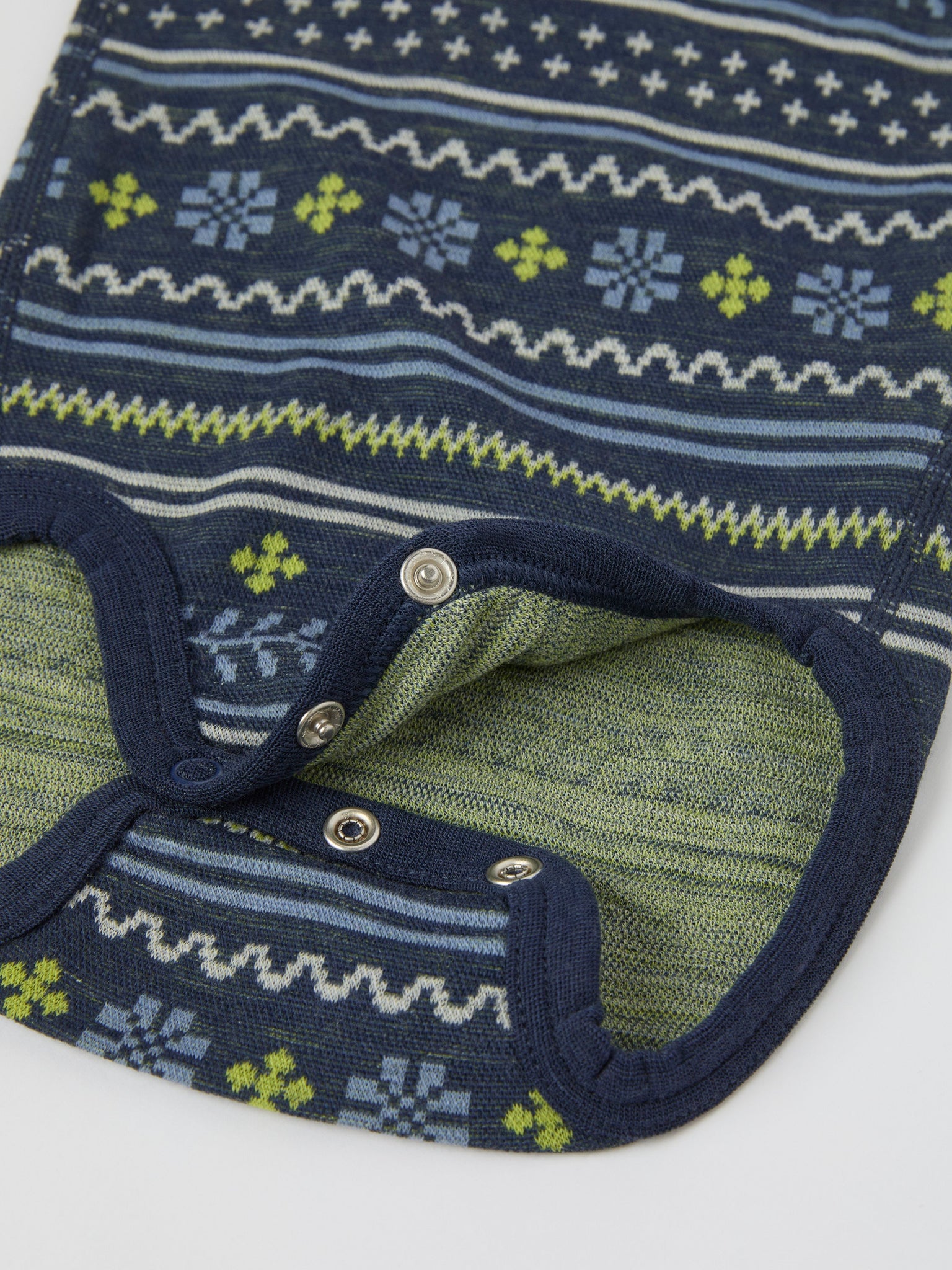 Blue Fairile Merino Wool Babygrow from the Polarn O. Pyret kidswear collection. Made using ethically sourced materials.