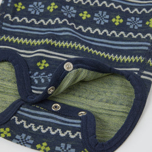 Blue Fairile Merino Wool Babygrow from the Polarn O. Pyret kidswear collection. Made using ethically sourced materials.