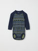 Blue Fairile Merino Wool Babygrow from the Polarn O. Pyret kidswear collection. Made using ethically sourced materials.