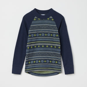 Blue Nordic Thermal Merino Kids Top from the Polarn O. Pyret kidswear collection. Quality kids clothing made to last.