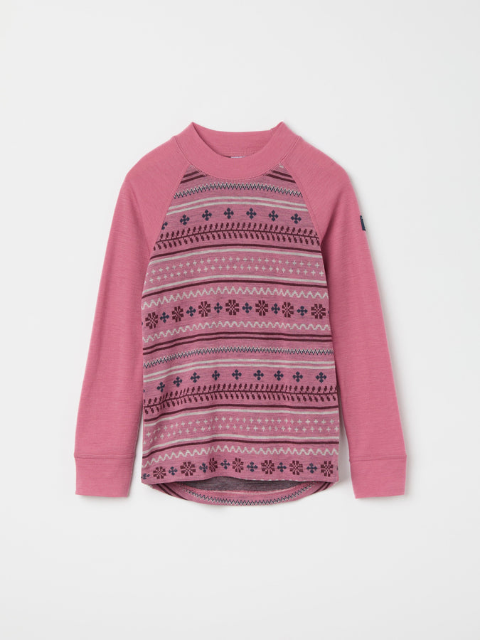 Pink Nordic Thermal Merino Kids Top from the Polarn O. Pyret kidswear collection. Made using ethically sourced materials.