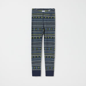 Blue Nordic Thermal Merino Kids Leggings from the Polarn O. Pyret kidswear collection. Ethically produced kids outerwear.